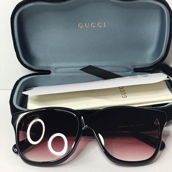 💯 - New- Gucci Sunglasses Women's GG0800SA 002 Black/Red Gradient Lenses 56mm - Picture 12 of 15